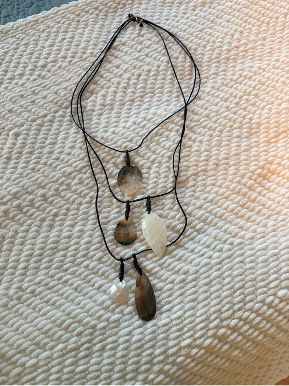 J Jill Handcrafted Multi-Drop Natural Shell Pendant Necklace - White and Brown
